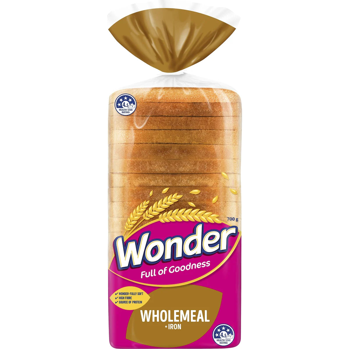 Wonder White Wholemeal With Iron Sandwich Slice 700g