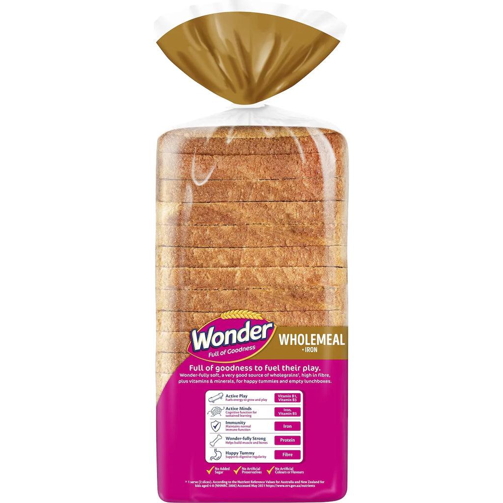 Wonder White Wholemeal With Iron Sandwich Slice 700g