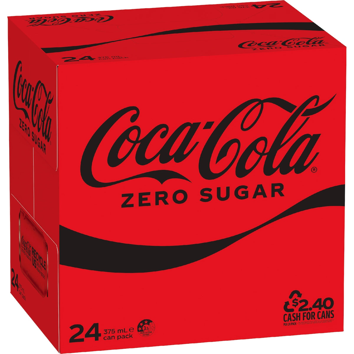 Coca-Cola Zero Sugar Soft Drink Multipack Cans 375mL x 24 pack