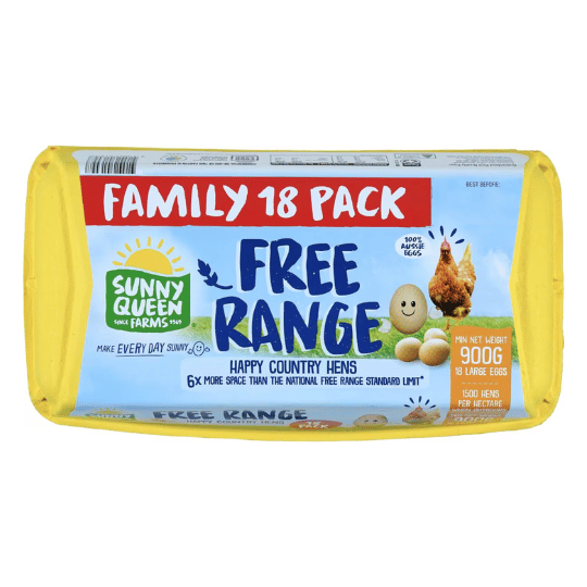 Sunny Queen 18 Large Free Range Eggs 900g